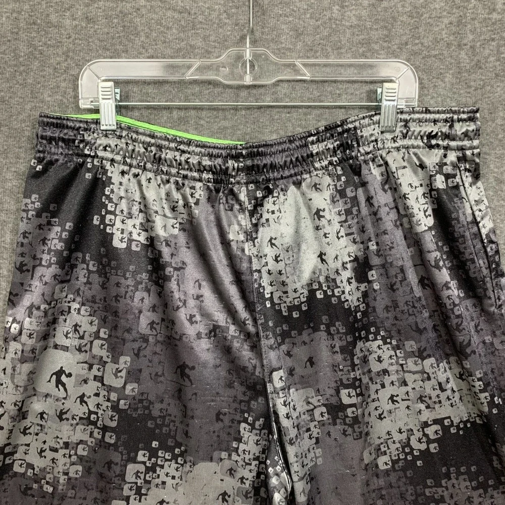 Y2K‎ And1 Basketball Shorts Men Fits XL Black Camo Shiny Satin Elastic Baggy 11